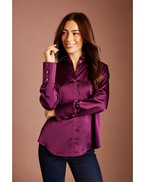 Lisa Tan Long Sleeve Satin Shirt