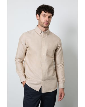 Natural Oxford Long Sleeve Shirt