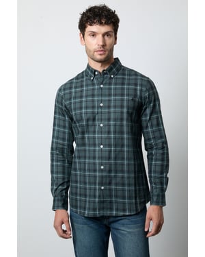 Dark Green Check Long Sleeve Shirt