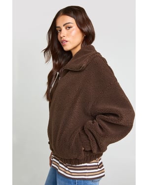 Funnel Neck Teddy Bomber Jacket