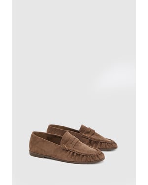 Olivia Faux Suede Ruched Detail Loafers