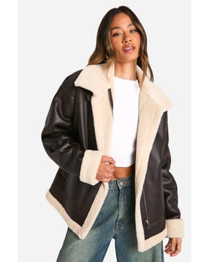 Tall Vintage Faux Leather High Neck Aviator