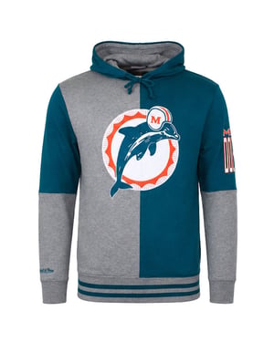 Mitchell & Ness NFL Miami Dolphins Split Color Mens Grey/Teal Hoodie