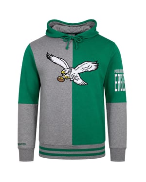 Mitchell & Ness NFL Philadelphia Eagles Split Color Mens Grey/Green Hoodie