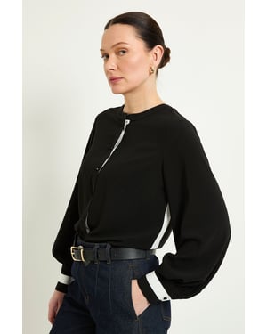 Contrast Stripe Buttoned Blouse