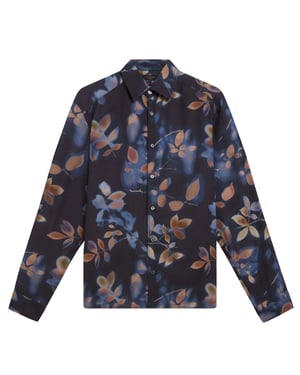 Ted Baker Kalmill Regular Fit Leaf Shadow Print Navy Shirt