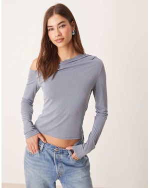 ASOS DESIGN modal avskuren långärmad t-shirt i blått
