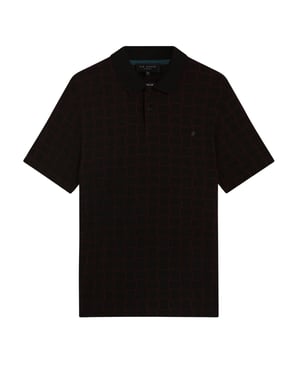 Ted Baker Eduard Square Jacquard Black Polo Shirt