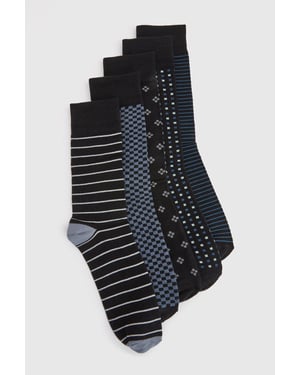Dark Blue 5 Pack Patterned Socks