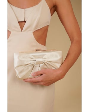 Azalea Satin Bow Detail Clutch Bag