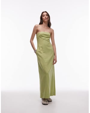 Topshop linne tungt sömmande bandeau midi i pistaschgrön