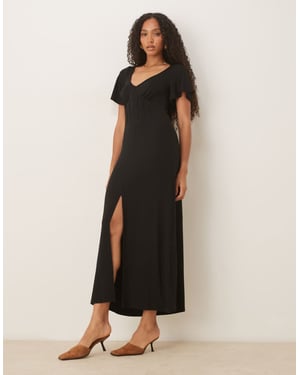 ASOS DESIGN midiklänning med korsettdetalj i svart