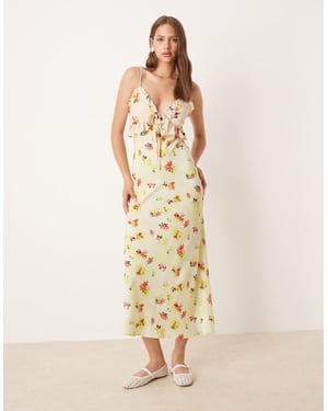 ASOS DESIGN klänning i midi-längd med frilldetalj i blommönster