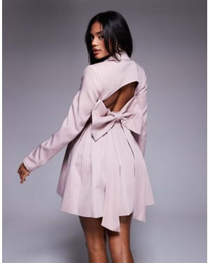 ASOS LUXE skräddarsydd kavajkappa med rosett baktill i rosa randigt