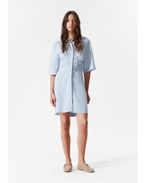 & Other Stories mini skjortklänning med draperad front i blått