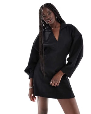 ASOS DESIGN kort kappaärm krage kort klänning i svart