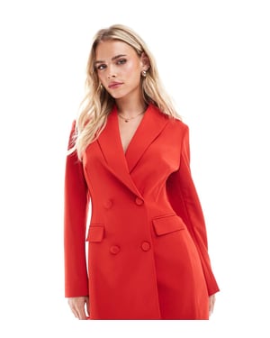 Miss Selfridge Petite figursydd midjablazerklänning i röd