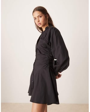 ASOS DESIGN prasselpanel mini skjortklänning i svart