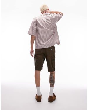 Dickies Garyville regular fit snickarjeansshorts i indigo med brun ton