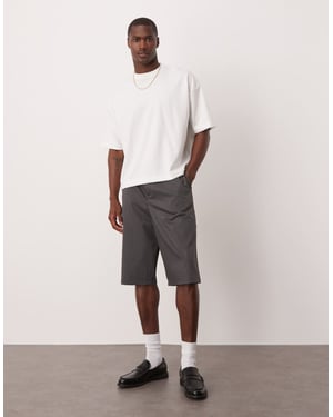 ASOS DESIGN långlinjade vida shorts i khaki