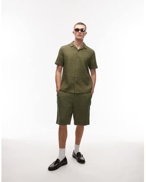 Topman texturerad rutmönstrad kort koordinerad i khaki