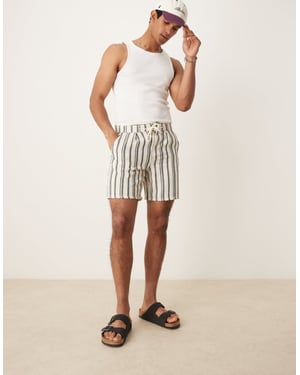 ASOS DESIGN slimshorts med pleats i marinblå och vit rand