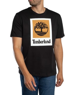Timberland Gekleurd Kort Grafisch T-Shirt, Zwart