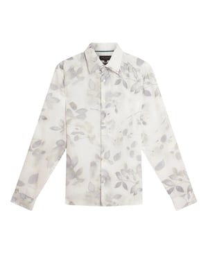 Ted Baker Kalmill Regular Fit Leaf Shadow Print White Shirt