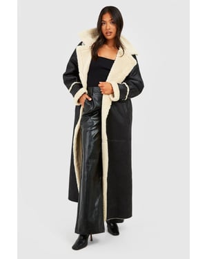 Petite Vintage Look Maxi Aviator Coat