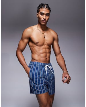 ASOS DESIGN badshorts i kort längd med blå rand