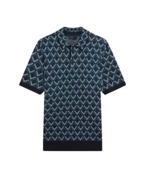 Ted Baker Melvvin Geo Jacquard Knit Navy Polo Shirt