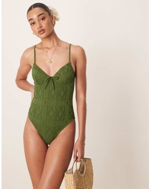 ASOS DESIGN Bertie baddräkt med byglar i olivgrön