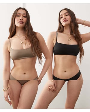 Weekday bikinitrosor topp 2-pack i svart och mole