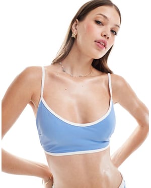 ASOS DESIGN contrast binding hidden underwire crop bikini in dusty blue