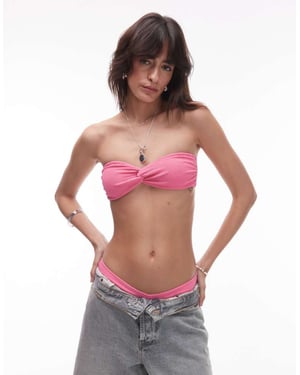 & Other Stories vriden front bandeau bikiniöverdel med avtagbar vaddering och uttagbara axelband i rosa