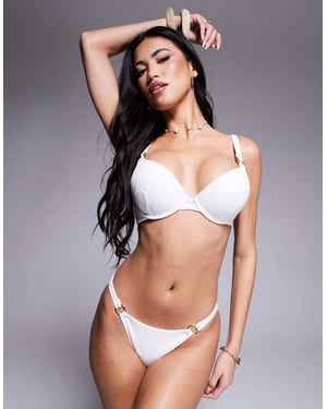 Boux Avenue broderad textur underwire bikiniöverdel i vitt
