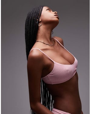ARKET mix & match fyrkantig scoop-back krinklad bubbelbikiniöverdel i rosa