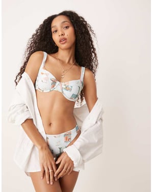 Abercrombie & Fitch breda band bikiniöverdel i vykortsprint