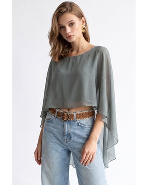Losse Chiffon Crewneck Blouse