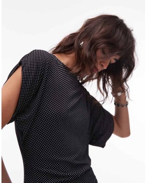 ASOS DESIGN polka dot snedhals batwing topp i svart