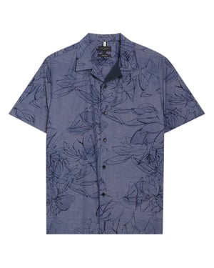 Ted Baker Terroni Regular Chambray Floral Dark Blue Shirt