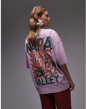 Topshop grafisk Napa Valley oversized t-shirt med rytryck i rosa