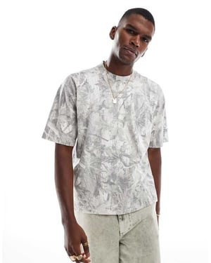Hollister avslappnad mjuk stretch t-shirt i krämig kamouflage