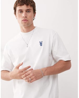 Veckodagsavslappnad passform t-shirt med frambroderad grafik i vitt