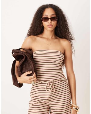 ASOS DESIGN randig bandeau co ord i krämfärg