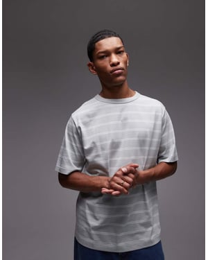 ARKET tyngdjersey oversized t-shirt i grått med vita ränder