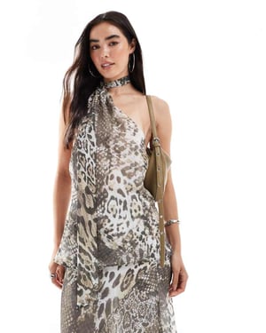 ASOS DESIGN chiffonscarf-top i djurmönster
