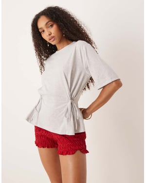 ASOS DESIGN oversized t-shirt med knytdetalj i gråmelerad
