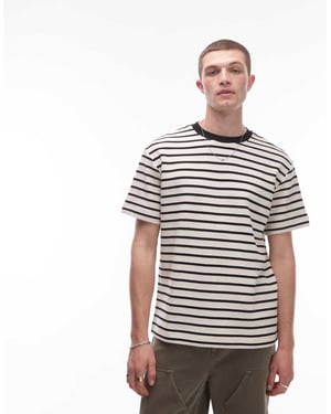 Topman avslappnad passform randig t-shirt i vitt