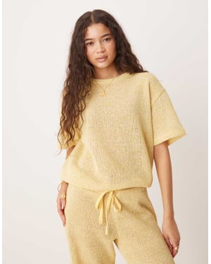 ASOS DESIGN strukturerad jersey oversized kortärmad set i citron